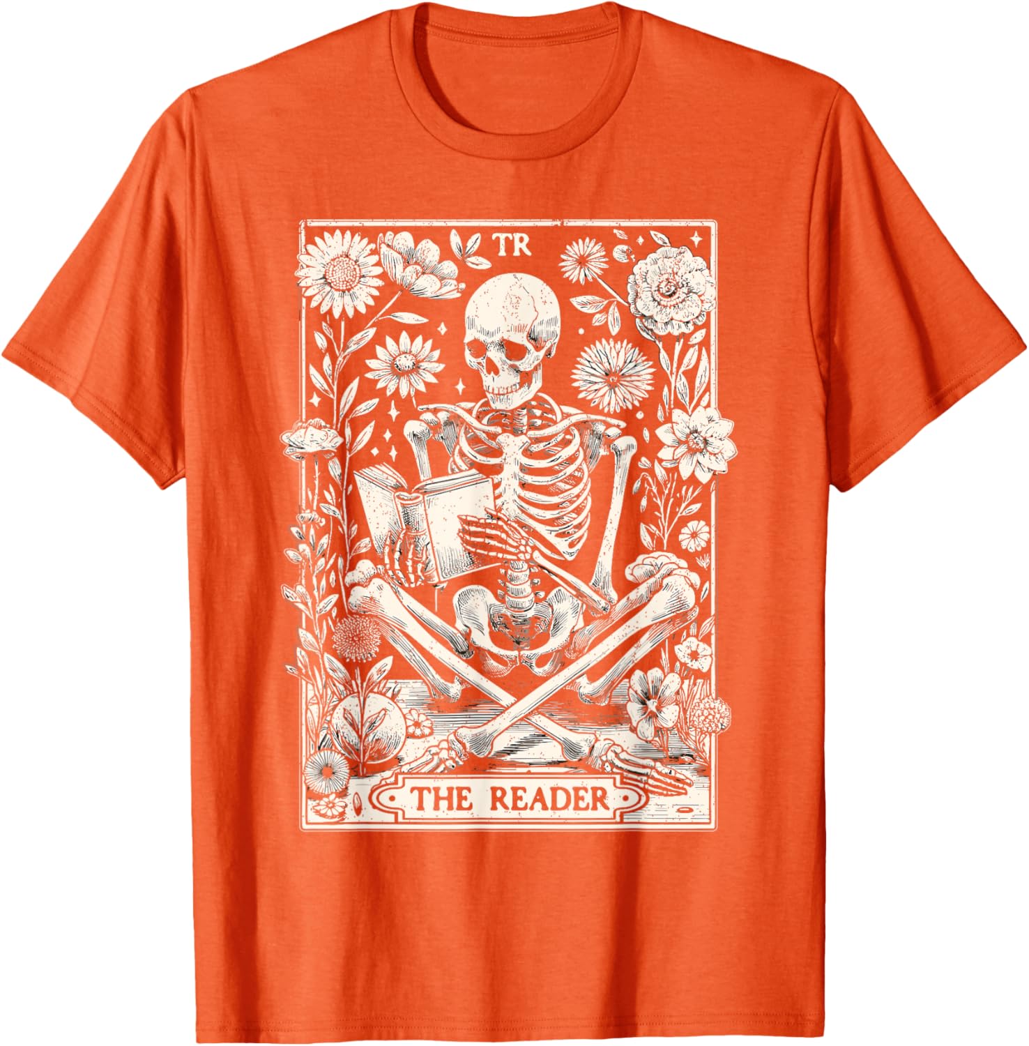 

The Reader Skeleton Tarot Card Reading Book Lover Graphic Tee Men Casual Trip Cotton T-Shirt 4XL