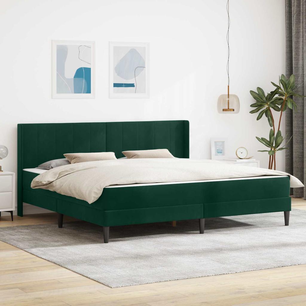 Bed Frame with Mattress Dark Green 180 x 200 cm Velvet