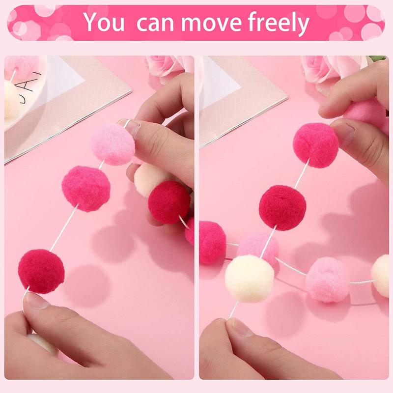 2pcs Colorful Handmade Wool Felt Ball For Wall Decoration Valentine's Day Garland