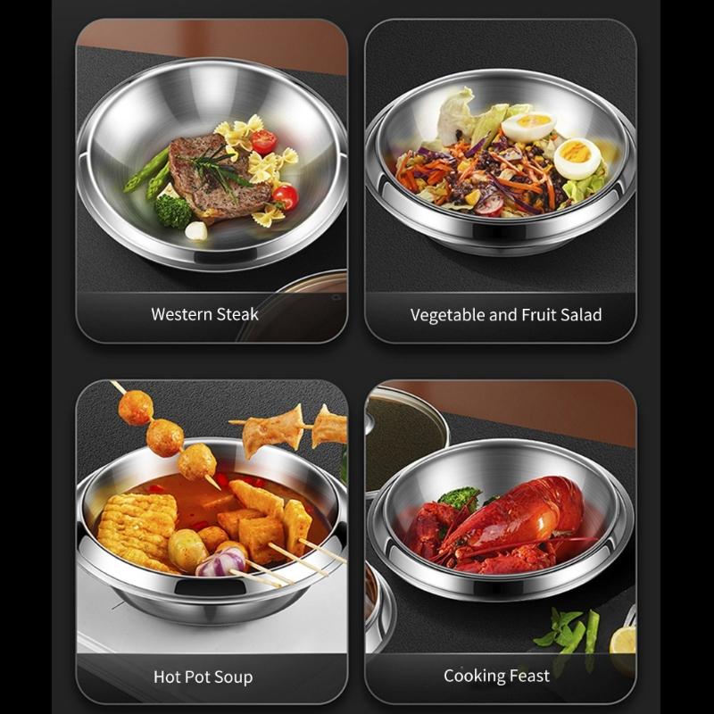 304Stainless Steel Plates Picnics Camping Plates Party Dishware Set Metal Dish Set for Kitchens and Dining Tables