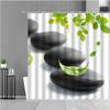 Zen Green Bamboo Shower Curtains Stone Buddha Lotus Candle Asian Japanese Spa Garden Scenery Bath Curtain Fabric Bathroom Decor