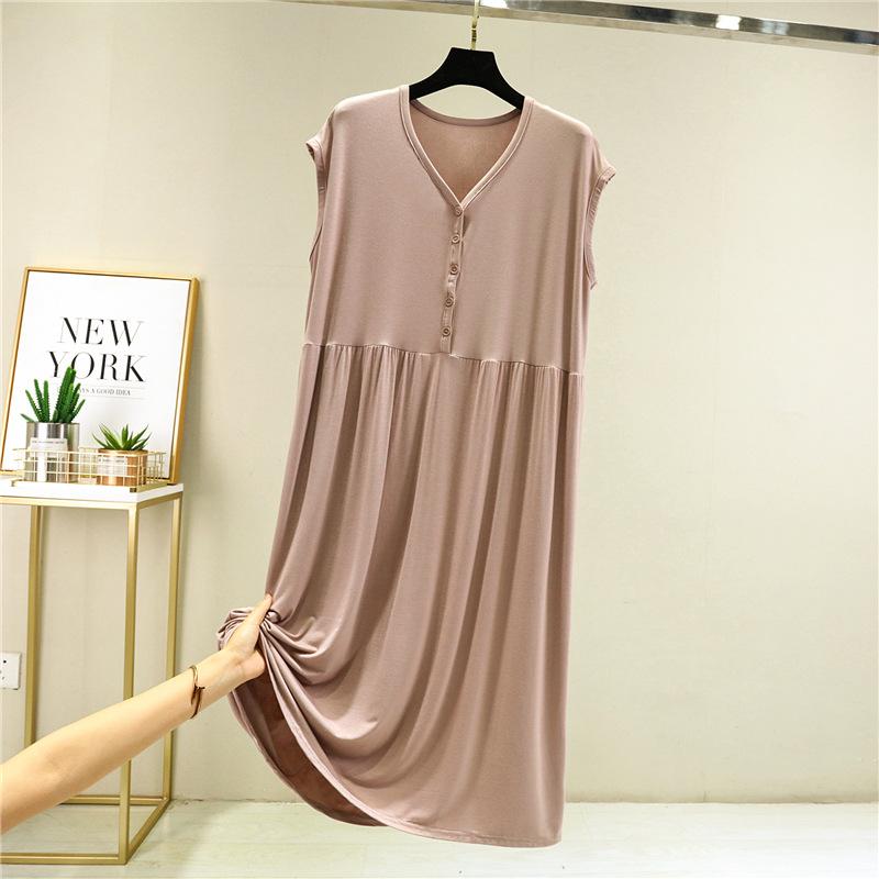 Letní volné šaty pro ženy, plus size, těhotenské, noční košile, nošené nad střední délku, sukně Aline