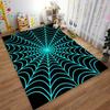 Glow-in-Dark Spider Web Pattern Rug, Black and Blue Geometric Style Carpet Suitable for use as an anti-slip for living room bedroom sofas