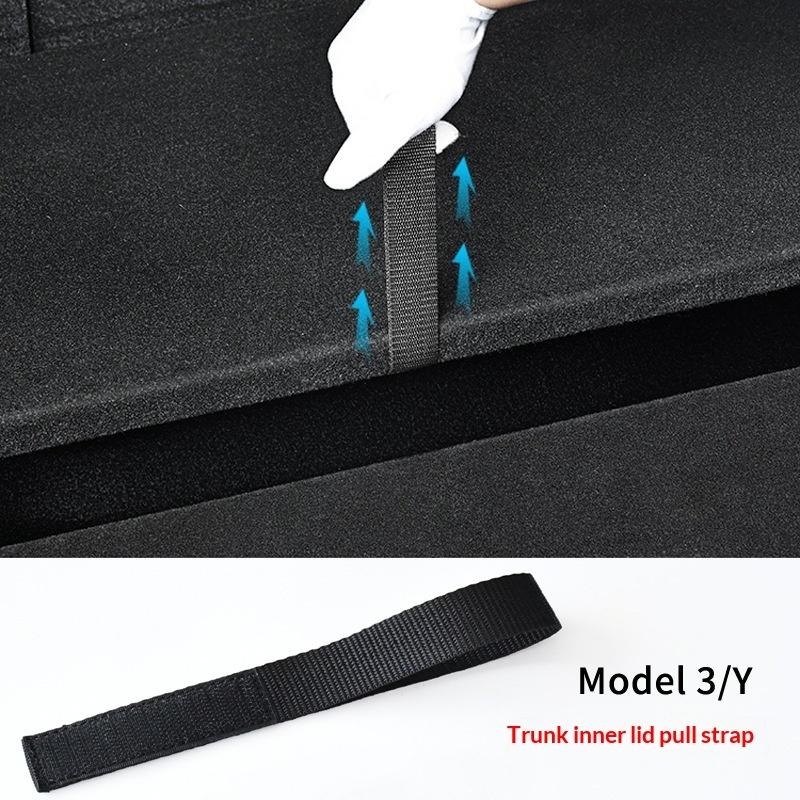 For Model Rear Trunk Rope Draw String Open Tail Box Cover Handle Pull Strap Car Organizer Accessories Mat Protection Pad