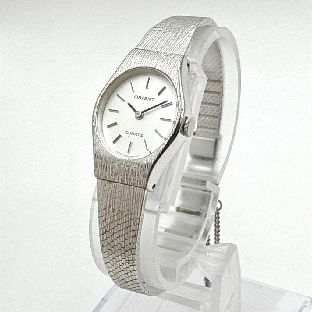 Used C180 [Working/Antique/Battery replaced] ORIENT Orient Quartz Oval Case Bracelet Type Ladies Watch
