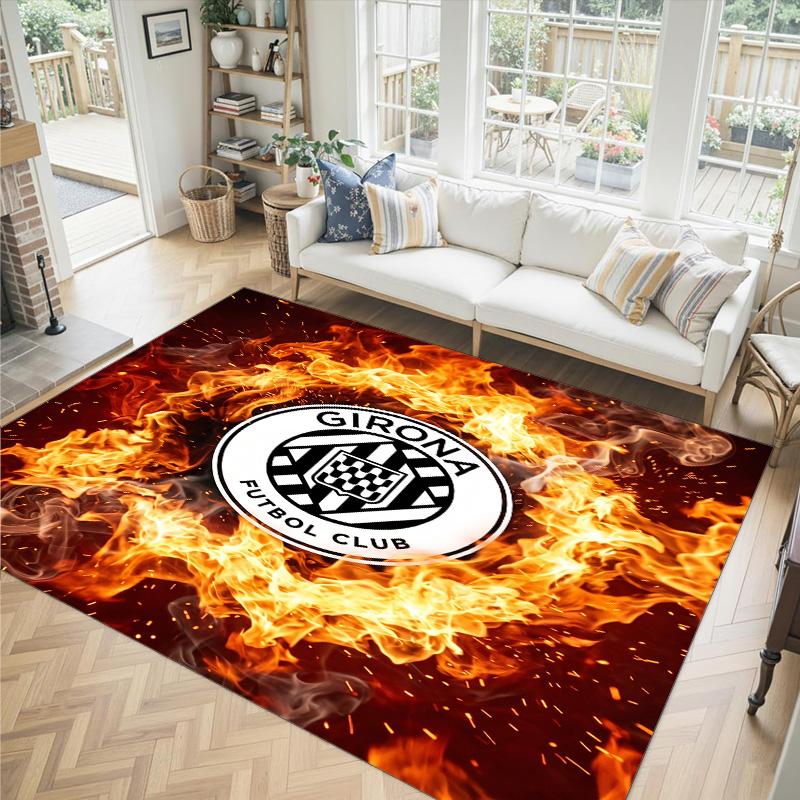 Girona FC Design Crystal Velvet Carpet Cozy Non?Slip Printed Rug For Bedroom Living Room Entrance
