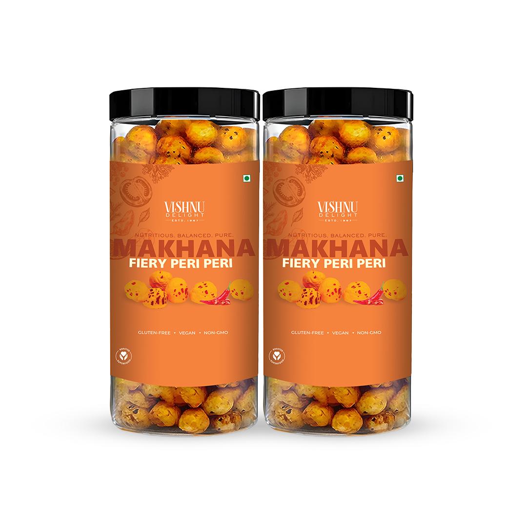 

Vishnu Delight Жареная махана Комбо | Вкус Пери-пери | Здоровый перекус | 80 г x 2 | Здоровые закуски для вечеринки 80