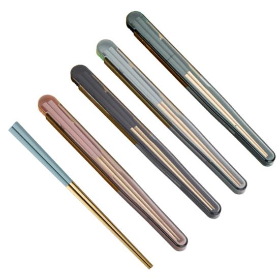 1 Zestaw Pałeczki do Jedzenia Bez BPA Antypoślizgowe Odporne na Rdzę Odporne na Korozję Polerowane na Lustro Wykałaczka do Jedzenia Pałeczki ze Stali Nierdzewnej