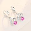 925 Silver Women's Jewelry High Quality Crystal Zircon Hollow Simple Crown Mid-length Earrings