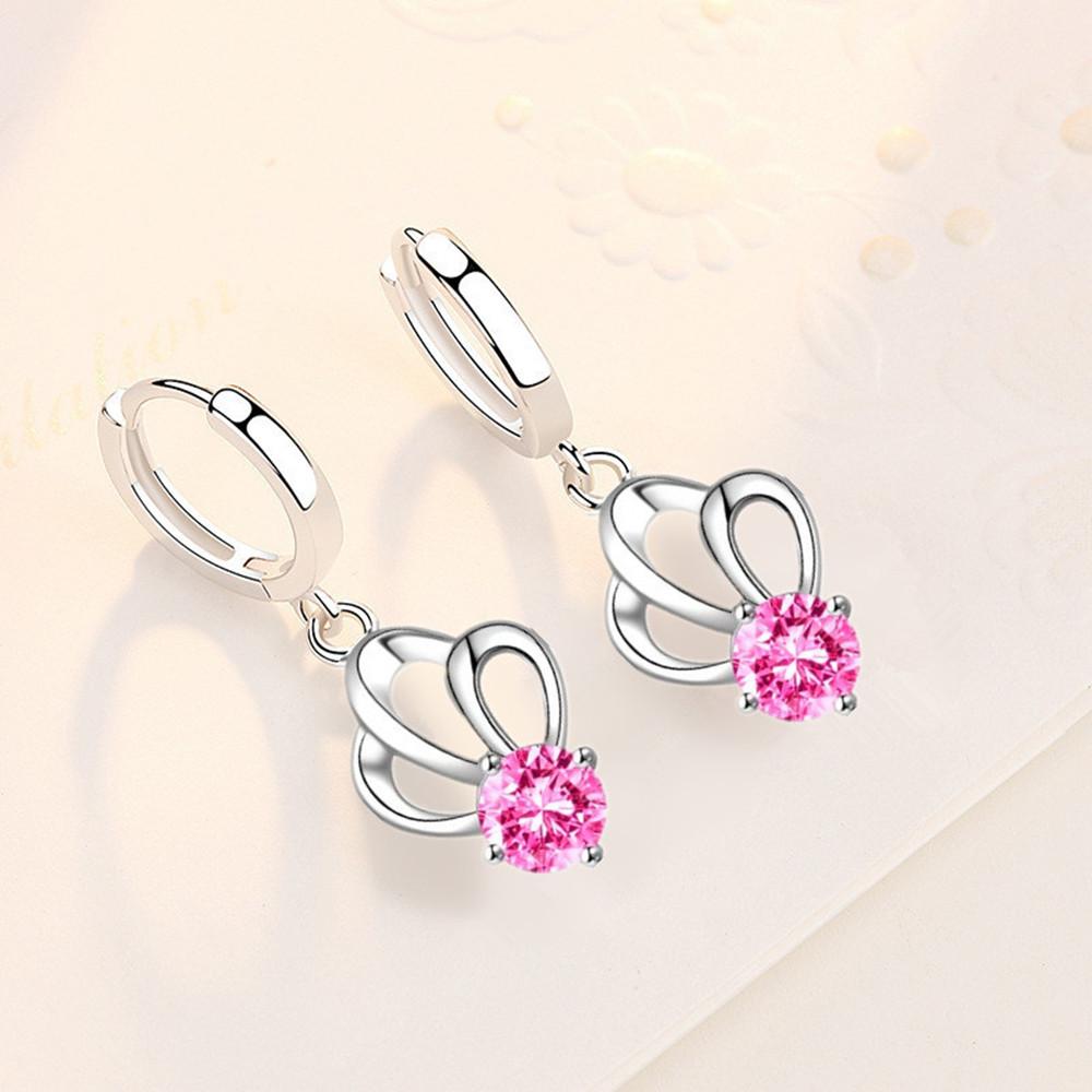 925 Silver Women's Jewelry High Quality Crystal Zircon Hollow Simple Crown Mid-length Earrings
