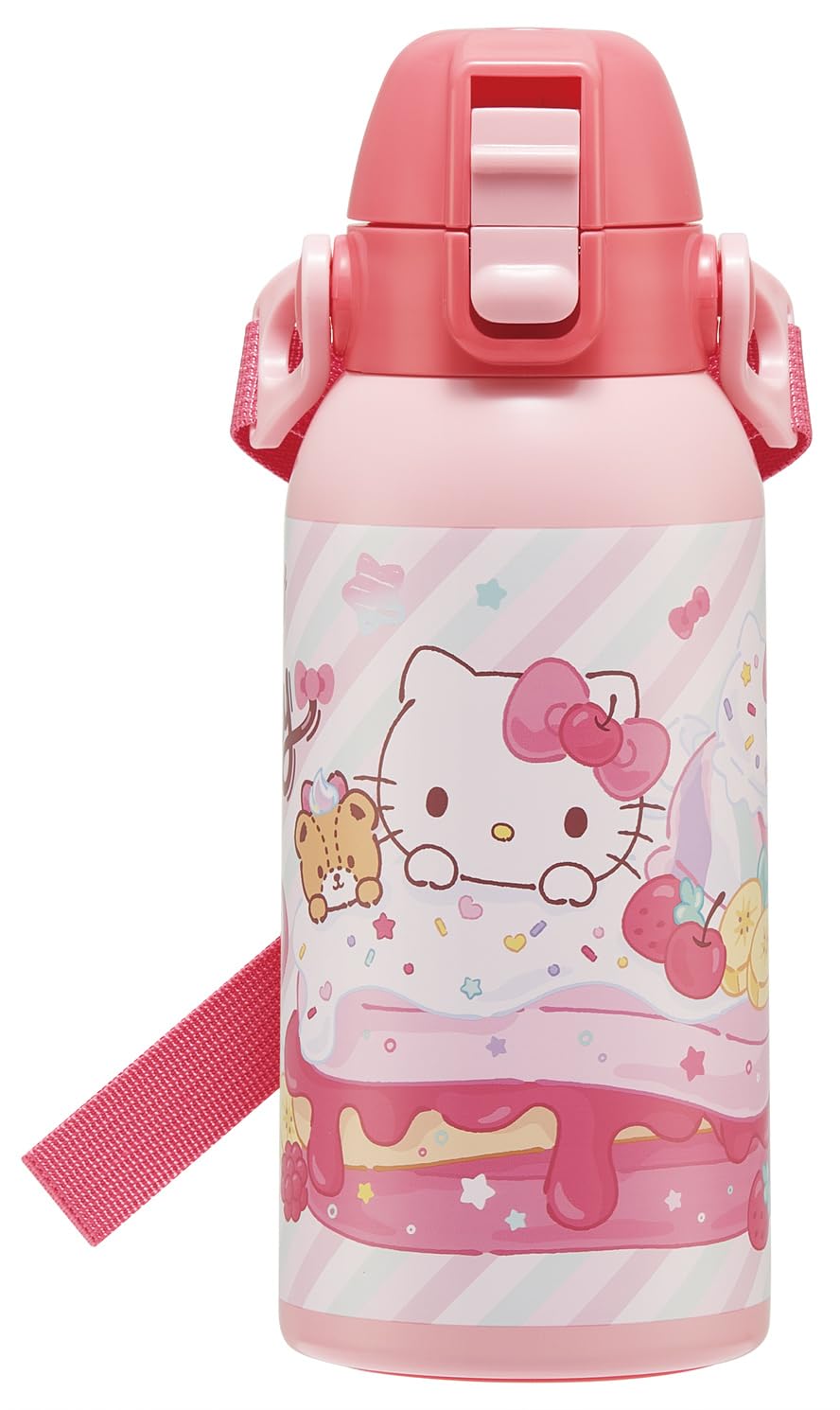 

Бутылка для воды Skater Water Direct Sanrio Hello Kitty Fancy Snacks, спортивная, из нержавеющей стали, для детей, 600 мл, для питья, и сладости, для девочек, термоизолированная, стальная,