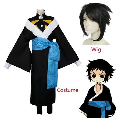 Demon Slayer Kaigaku Cosplay Kostýmy Kabát Kalhoty Celá sada Kimono Tepelně odolná Syntetická paruka Anime Oblečení Cosplay Kostýmní paruky