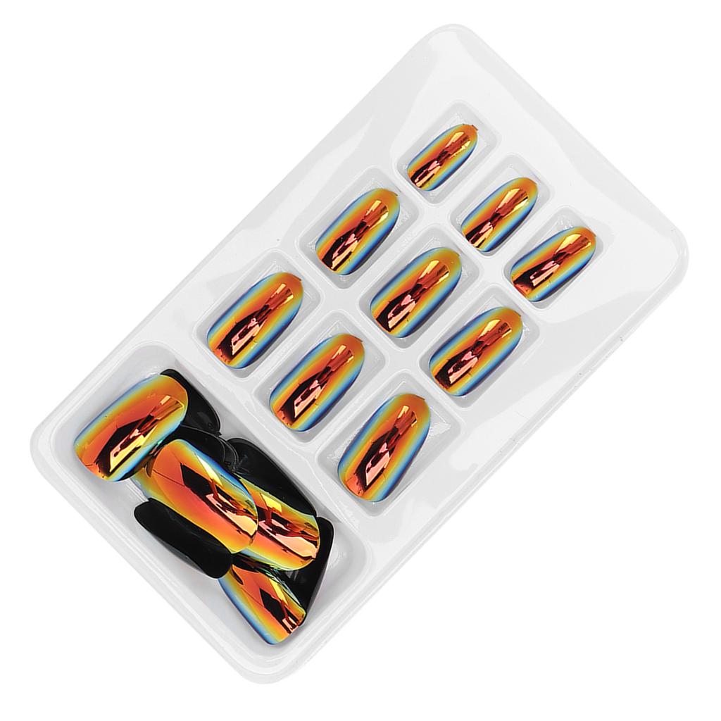 24pcs Fashionable Fake Nails Detachable Bright Color False Nail Patch Full Cover Nail Art Tips