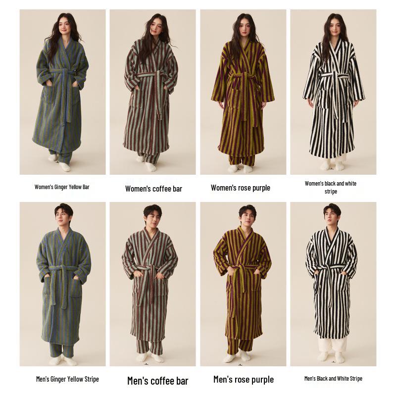 Bata de Franela Polar Coral para Mujer Otoño/Invierno: Bata y Pijama Gruesos, Cálidos, Plus Terciopelo