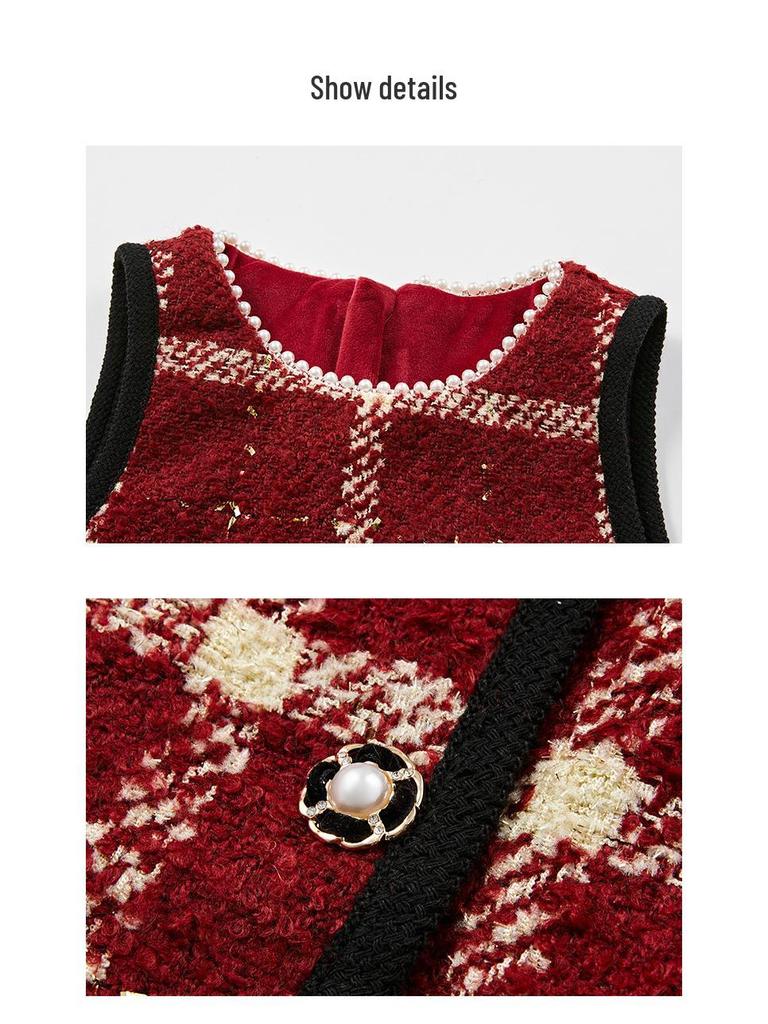 Disney Girls' French Chic New Year's Velvet Warm Two-Piece Suit, Spring 2026 Collection