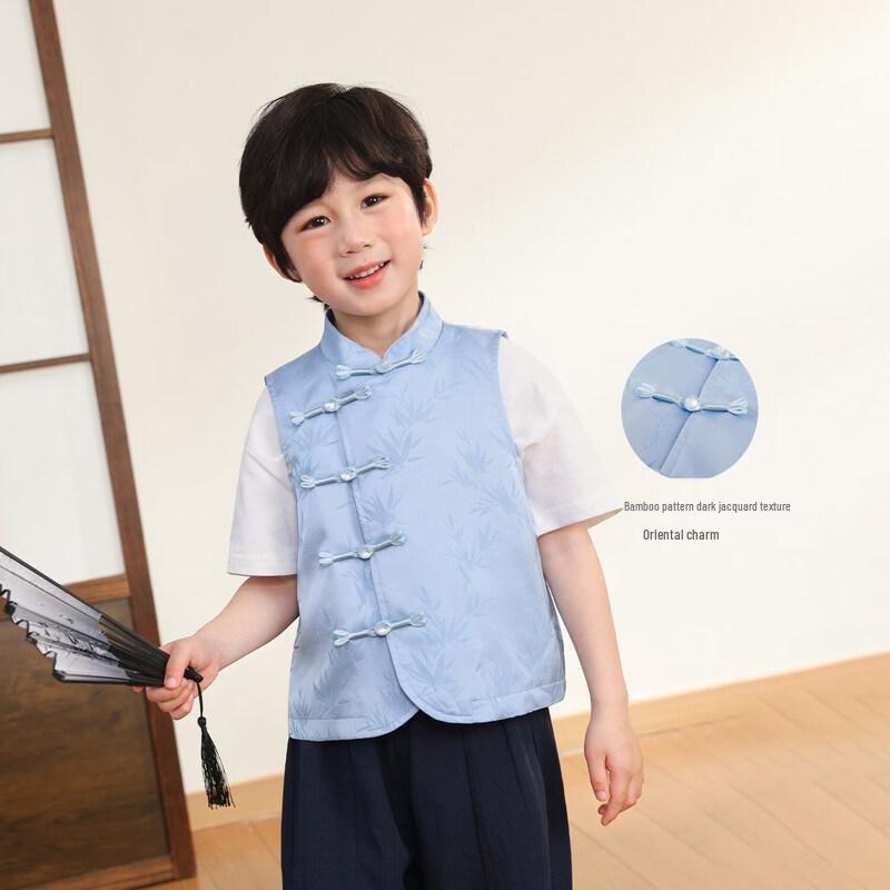 LUSON Kids New Chinese Style Knot Button Vest 90