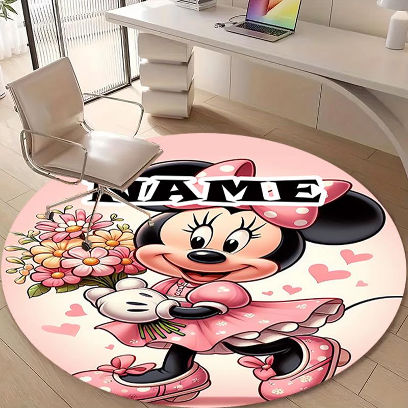 Personalized M-Minnie Round Chair Office Rug - Perfect for Mat, Office Chair & More - Ideal Gift for Birthdays and Holidays
