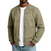 Men's Color Casual Stand Collar Zipper Jacket Plus Size Mid-Length Long Sleeve Outerwear