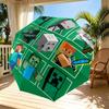 Minecraft Print Automatic Open Close Umbrella, Portable Foldable Umbrella, for Outdoor Commute Camping Trip, Ideal Birthday Gift
