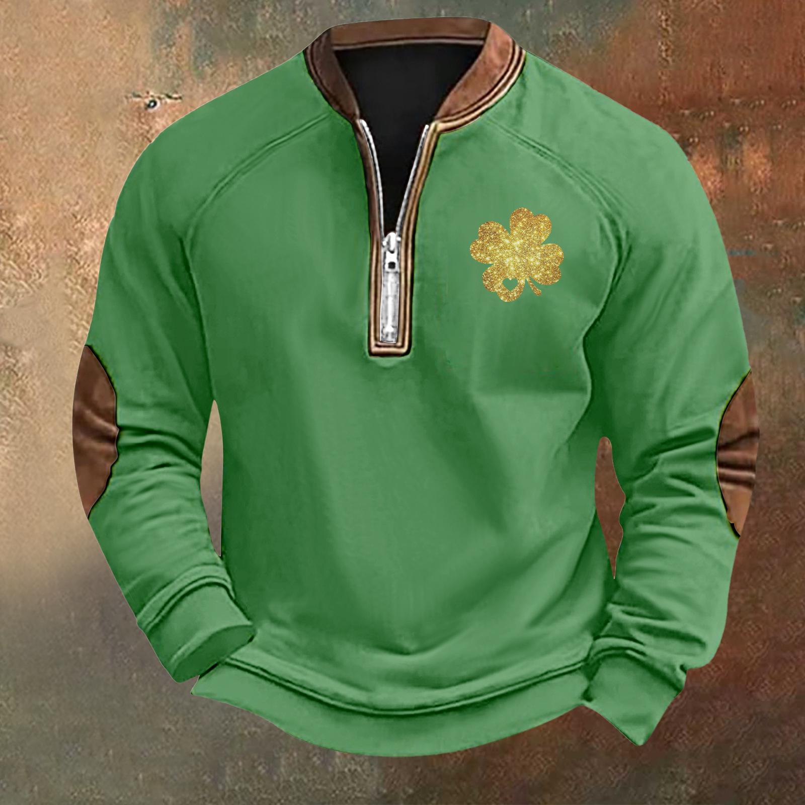 

Мужская ул.. День Патрика Винтаж Повседневный Свитшот на молнии Повседневный Топ для активного отдыха XXL