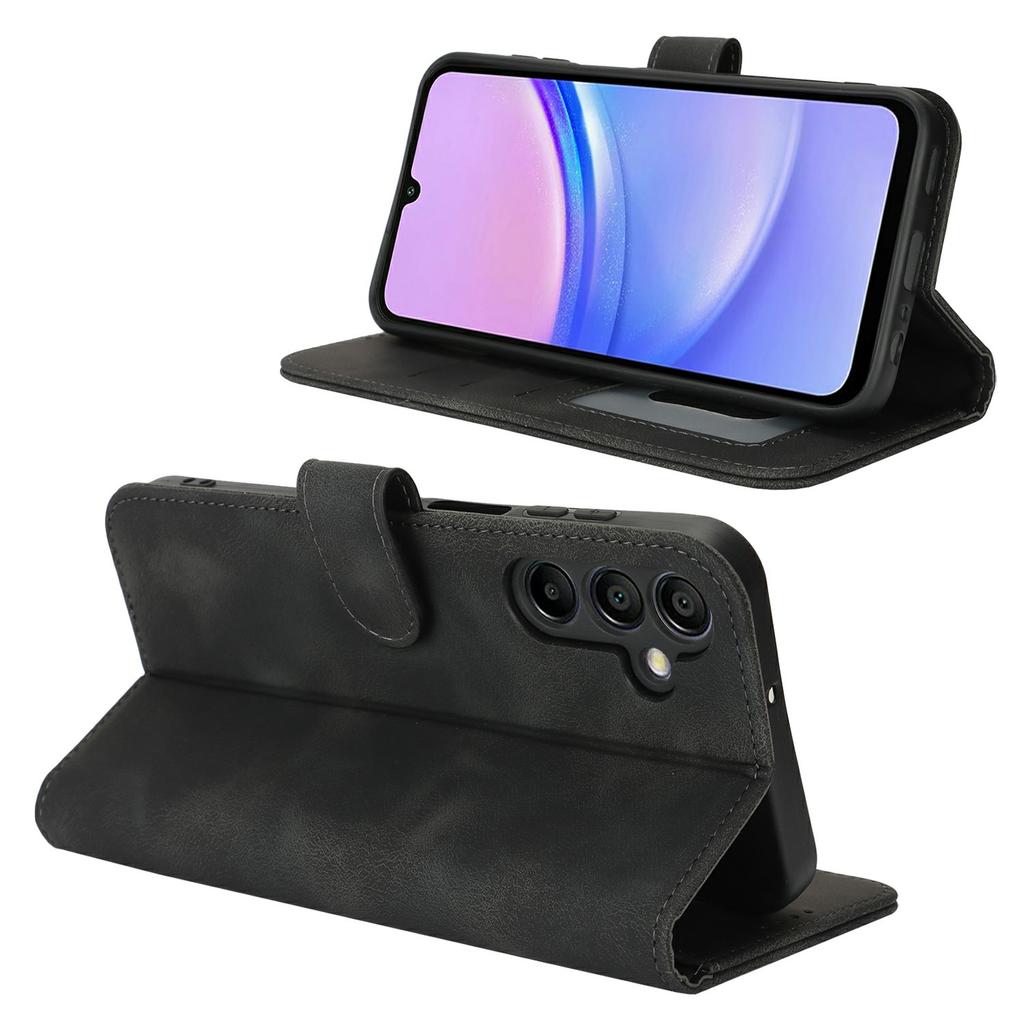 For Samsung Galaxy A15 5G Wallet Case Double Folded Edge Skin Touch PU Leather Flip Phone Cover