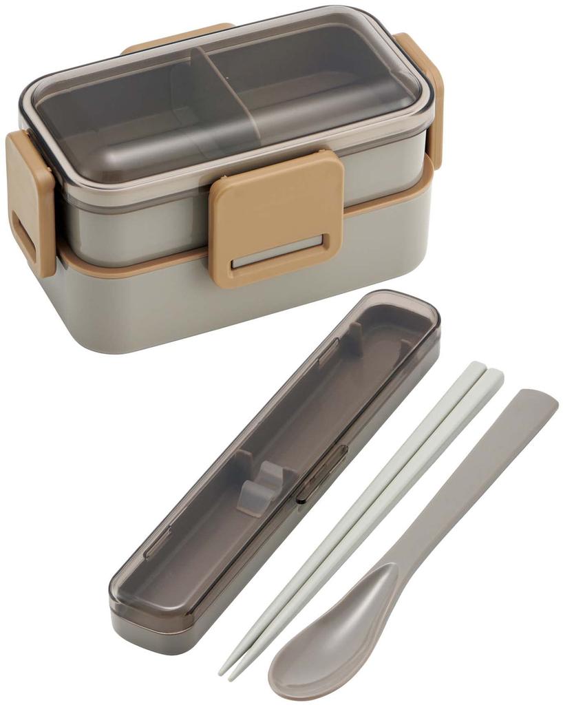 Skater Bento 600ml Made in for with a Soft Dishwasher and Microwave Nature Color Mauve Gray Box, 2-Tier, Capacity, Japan, Women, Dome-Shaped Lid,