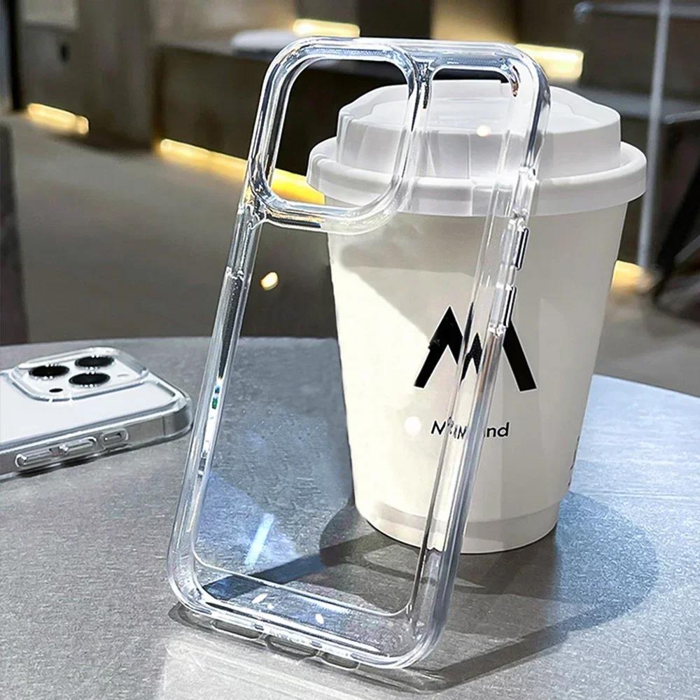 Luxury Silicone Transparent Shockproof Armo Case For iPhone16 13 14 15 12 11 Pro Max  Phone Clear Protection Cover