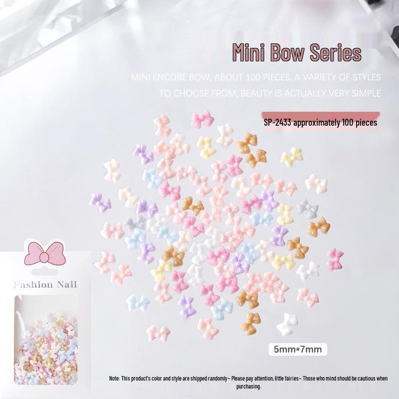 

100 штук мини-бантиков конфетных цветов из смолы для дизайна ногтей