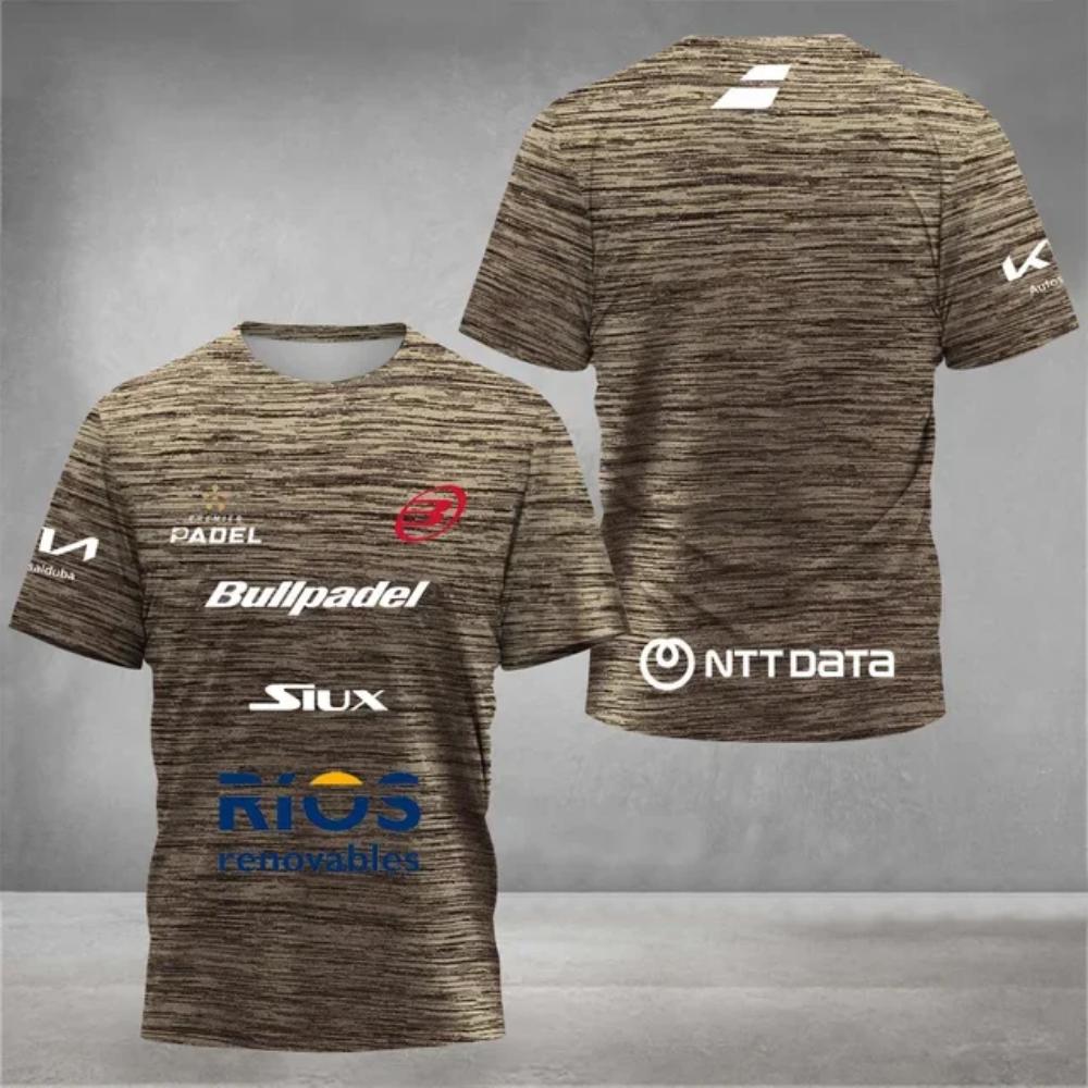 ETST35 Padel tennis fan ademend snel drogend T-shirt, heren tennis training top, 3D geprinte zomer kleding met korte mouwen, rond L