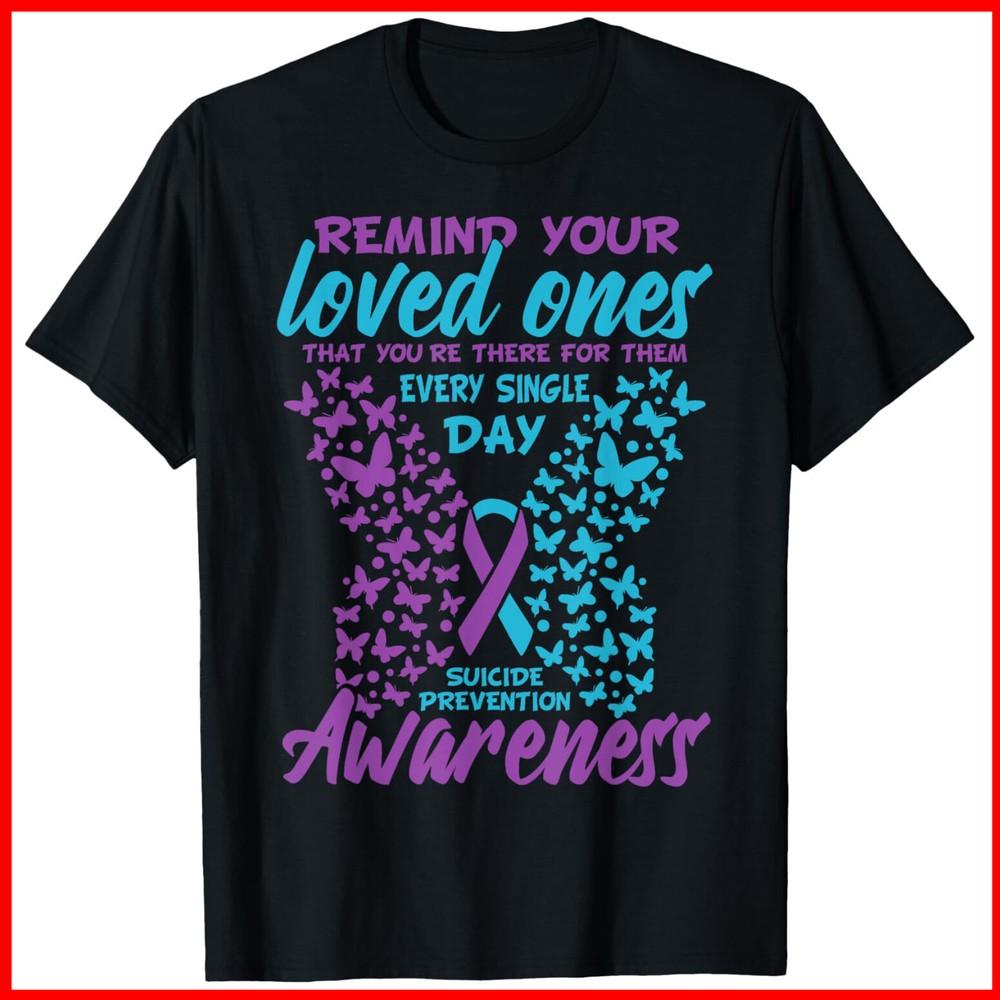 Suicide Prevention & Awareness Suicide Ribbon Teal & Purple Black Cotton T-Shirt Unisex T-Shirt XXL