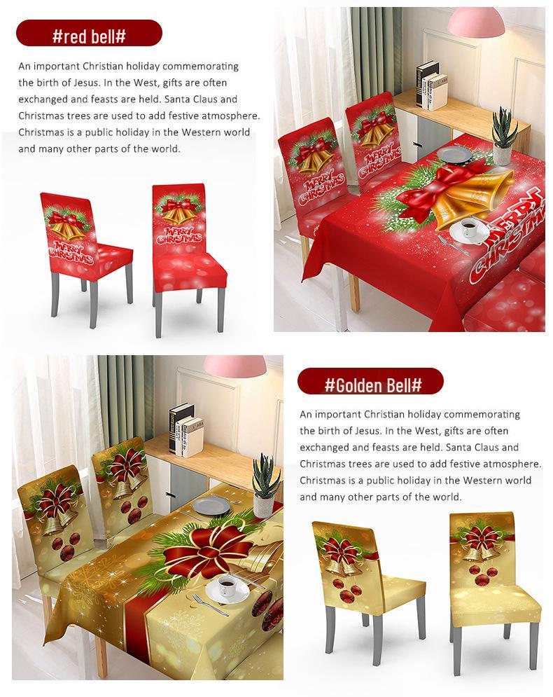 Festliches Weihnachts-Tischdecken- und elastisches Stuhlhussen-Set mit wasserabsorbierendem Stoff