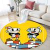Cuphead & Mugman, Tappeto Rotondo, Tappeto per Soggiorno Camera da Letto Divano Sala Giochi Decorazione, Tappetino Antiscivolo