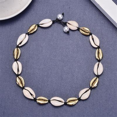 Collier à pendentif en alliage d'or, chaîne courte en perles tissée à la main pour femmes, bijoux plaqués or, cadeau de Noël, Petits cadeaux de bas de Noël, Cadeau de Saint-Valentin