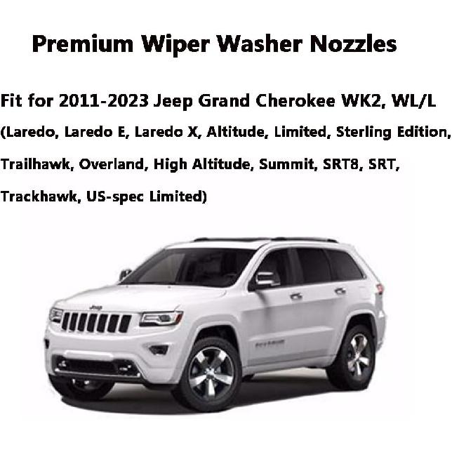 68260443AA Premium Wiper Washer Nozzles Fit for 2005- Jeep Grand Cherokee WK WK2 WL Windshield Washer Fluid Jet Nozzle | Easy to tall | 2 Pack, Ref