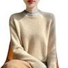 Women's Pink Color Block Wool Sweater: Autumn/Winter, Loose, Thick, Round Neck, Fake Two-Piece, Lazy Knit Base Layer