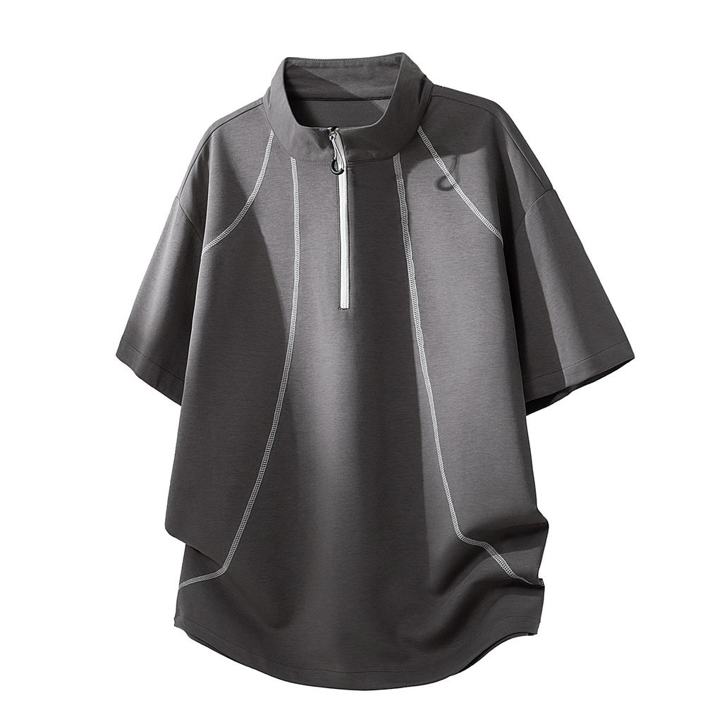 Summer Plus Size Short Sleeved T-shirt Men's Ice Silk Outdoor Versatile Quick Drying Pullover Short Sleeved Loose and Loose Sports Top