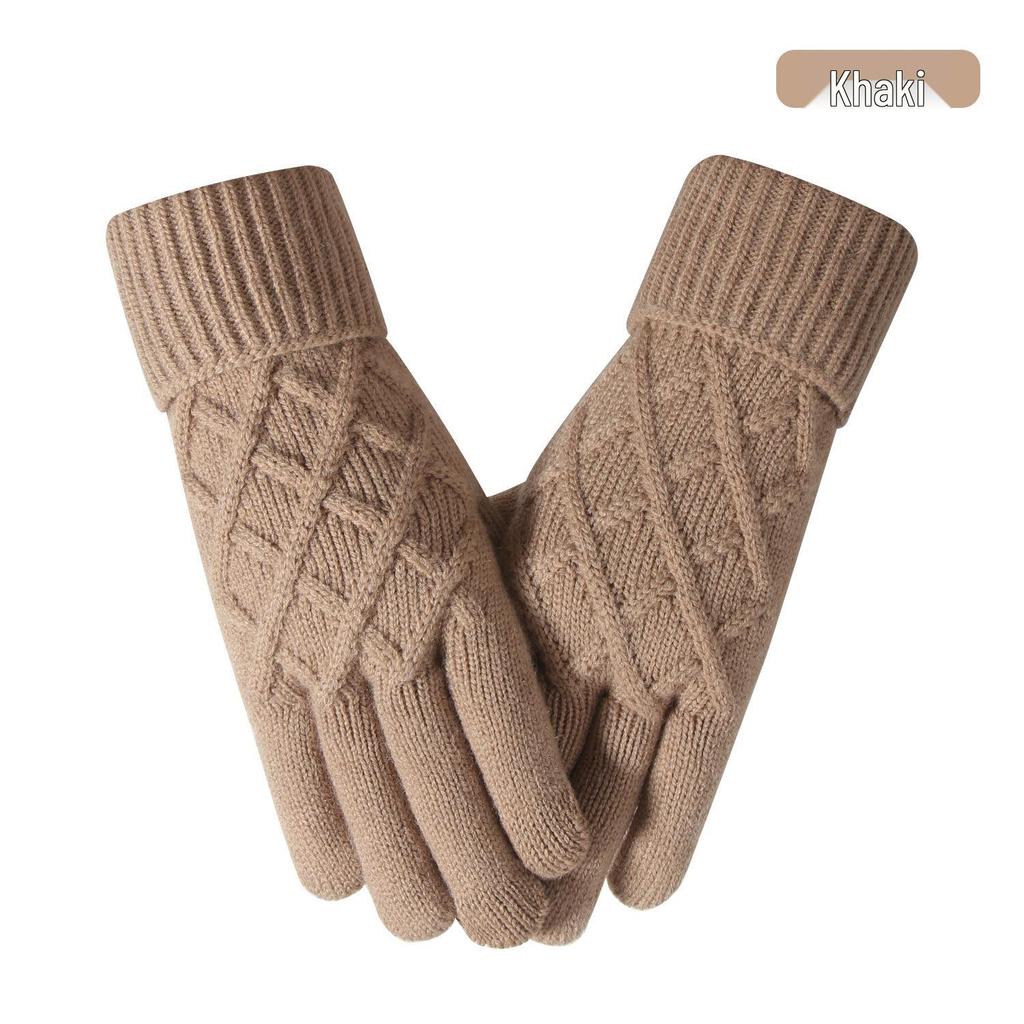 Warm Knit Touchscreen Gloves for Women - Windproof, Double-Layer Winter Cycling & Office Cold Protection
