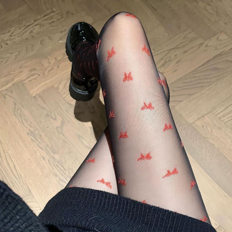 Polka Dot Heart Silk Jacquard Stockings - Sexy, Slimming, Elegant Style for Women One Size