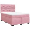 Exclusive House - Slatted Bed Base with Pink Mattress 140x190 Cm Velvet