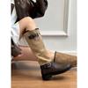2026 Thick Bottom British Style Belt Buckle Mid Barrel Knight Women's Retro Round Head Long Boots