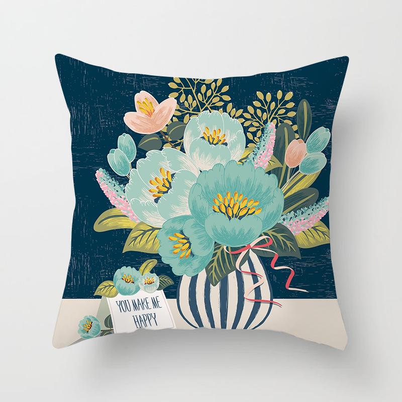 Abstract Floral Pattern Pillowcase Vintage Watercolor Floral Bird Cushion Cover Home Sofa Car Office Party Decor Accessories