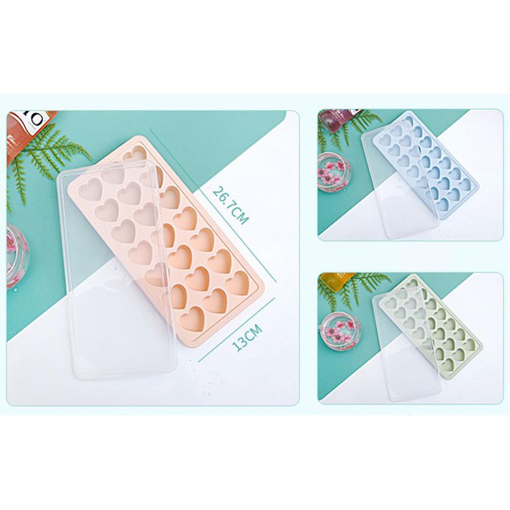 21 Grids Ice Block Mold Heart Shape Ice Tray Silicone DIY Handmade Ice Cream Chocolate Making Mould with Lid