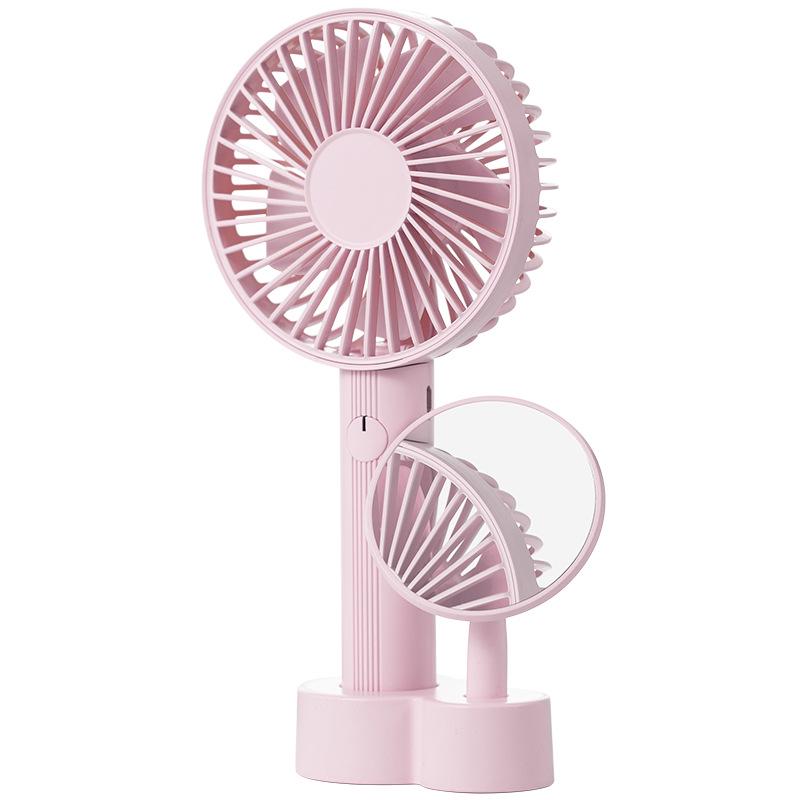 

2026 Silent Portable Small Fan & Desktop Makeup Mirror 105x55x223mm рожевий