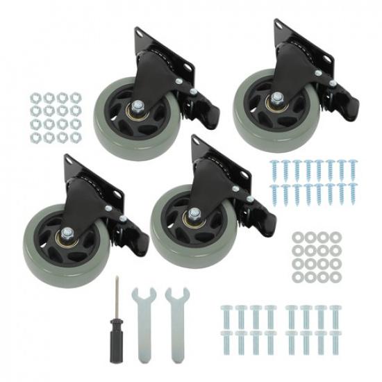 4 Pcs 4 Inch Grey 2200Lbs Swivel Caster Wheels Heavy Duty With Safety Brake