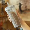 Sparkling Sequin Sensory Cup Transparent Straw Cup, with Sequins Decor And Leak Proof Handheld Drinkware for Campus Lid, Reusable Plastic Sippy