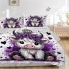 3pcs Purple Crown Cow Printed Quilt Set - Soft and Comfortable Quilt Cover for Bedroom, Guest Room and Dormitory Decorative Bedding Set 1 Du