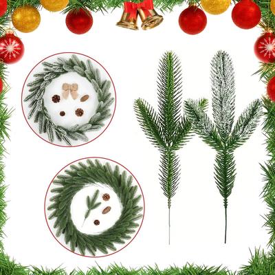 Simulation Christmas Green Plant 3 Fork Pine Needle Home Decoration Christmas Accessories Diy Simulation Green Plant Fake Flower Plastic Flower