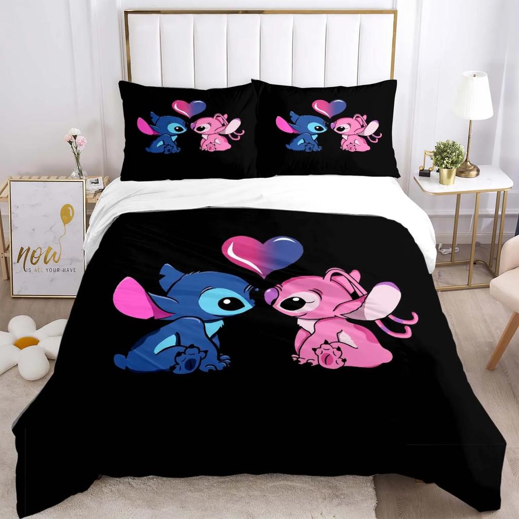 Hot Sale 3D Cool Stitch Cute Anime Kids Duvet Cover with Pillowcases Cartoon Bedding Sets Gifts for Girls Boys Kids Adults