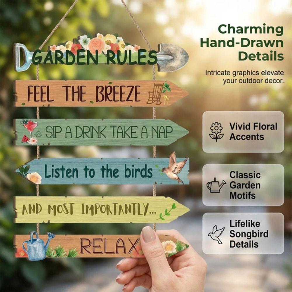 Rustic Style Retro Wooden Sign Ready To Hang Garden Hanging Sign Hanging Wall Plaque  Porch Decor