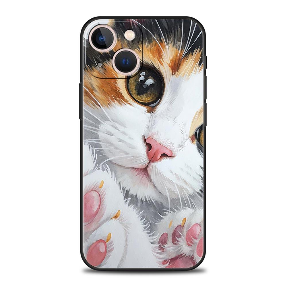 Cute Cat Phone Case Cover for iPhone 17 16 15 14 13 12 Pro Max 11 Pro Max 17 AIR Plus Shockproof Soft TPU Shell Fundas Capas Bag